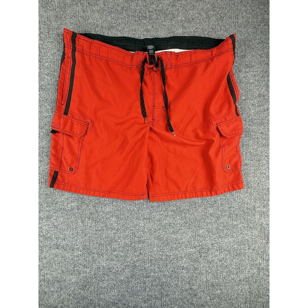 Op Swim Trunks‎ Mens XL Red Cargo Pocket Drawstring Mesh Lined Swim Shorts